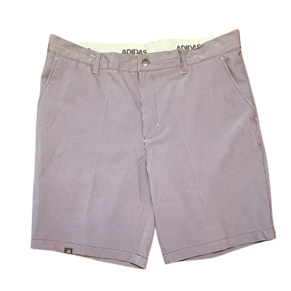 Adidas Men's Gray/Navy Blue Pinstripe Golf Athletic Shorts Size 36 8” inseam